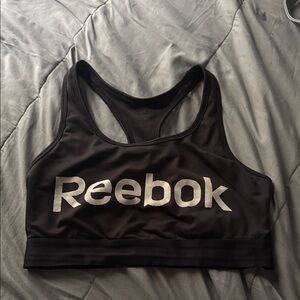 Reebok Black Racerback Bra with Silver Logo